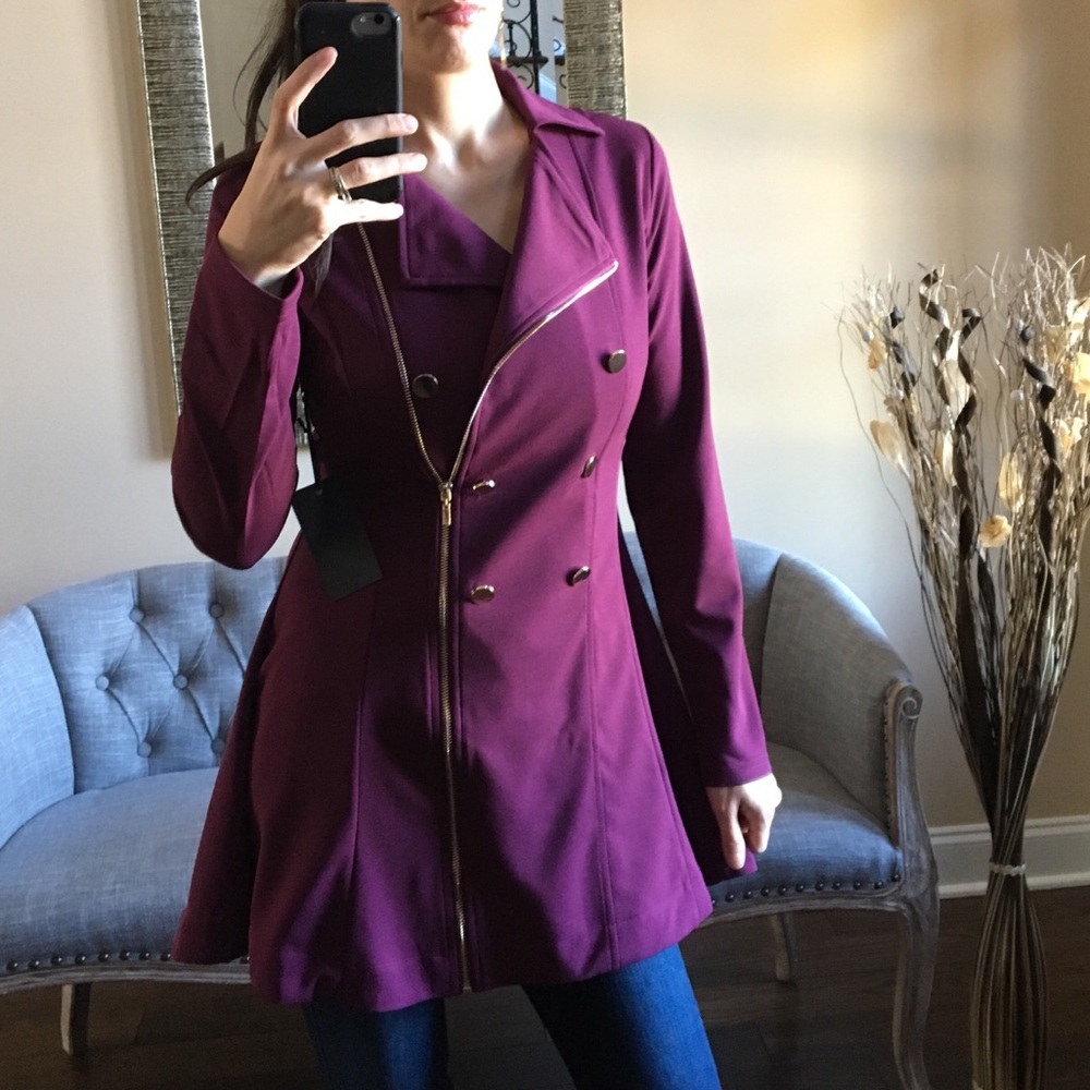 ✨LAST✨ Plum Purple Pea Coat - Picture 3 of 5